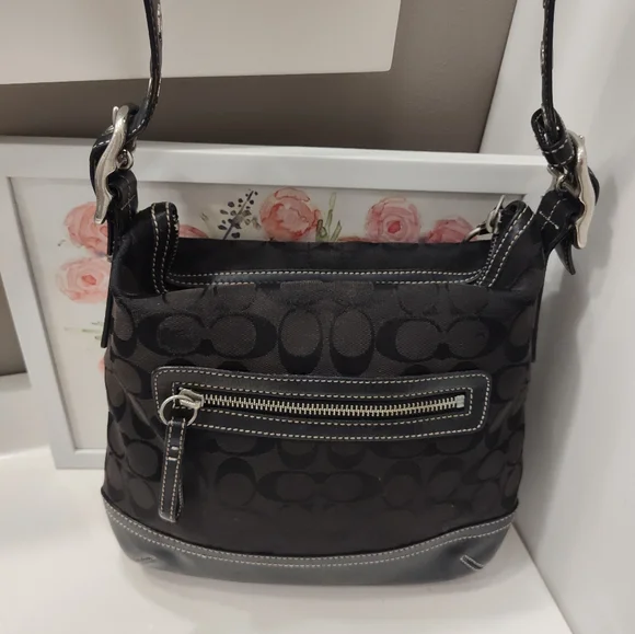 Vintage Y2K Coach Hailey #9362 Signature Monogram Canvas & Leather Crossbody Bag - Picture 16 of 16